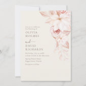 ベージュエレガントアンドピンクローズ結婚式招待状 招待状 (正面)