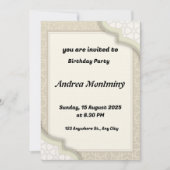 ベージュエレガントイスラーム幾何学模様誕生日 招待状 (正面)