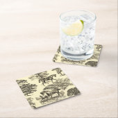 ベージュエレガントウマ素朴トワール スクエアペーパーコースター (インサイチュ)