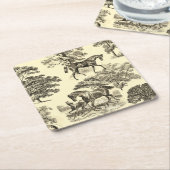ベージュエレガントウマ素朴トワール スクエアペーパーコースター (アングル)