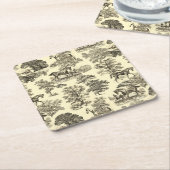ベージュエレガントウマ素朴トワール スクエアペーパーコースター (アングル)