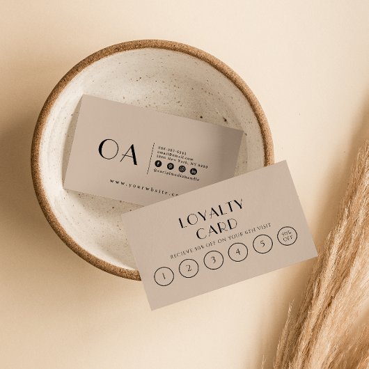 ベージュエレガントクリームニュートラルボモダンホ6パンチ ロイヤリティカード