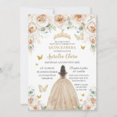 ベージュエレガントクリームフローラ金ゴールドキンセアニラ16日 招待状 (正面)