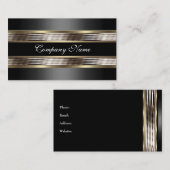 ベージュエレガントシルバークロムメタルブラック 名刺 (正面/裏面)