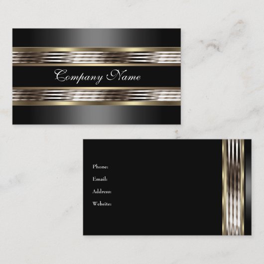 ベージュエレガントシルバークロムメタルブラック 名刺 (正面/裏面)