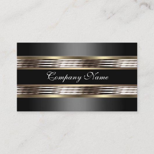 ベージュエレガントシルバークロムメタルブラック 名刺 (正面)