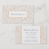 ベージュエレガントスワーズダマスクフェミニンフローラ 名刺 (正面/裏面)
