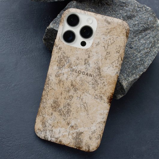 ベージュエレガントテクスグランジチャ名前をカスタムする Case-Mate iPhoneケース