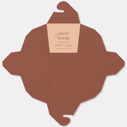 ベージュエレガントテラコッタリハーサルディナー結婚ズ フェイバーボックス (見開き)