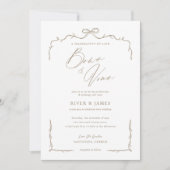 ベージュエレガントハンドドローボウ&リボン結婚ズ 招待状 (正面)