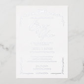 ベージュエレガントハンドドローボウ&リボン結婚ズ 箔招待状 (正面)