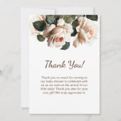 ベージュエレガントバラガールベビーシャワー サンキューカード (正面)