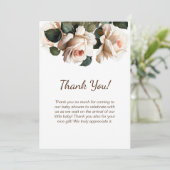ベージュエレガントバラガールベビーシャワー サンキューカード (スタンド正面)