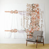 ベージュエレガントバラブライダルシャワーフローラ タペストリー (インサイチュ(横))