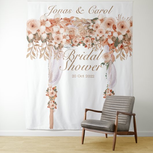 ベージュエレガントバラブライダルシャワーフローラ タペストリー (インサイチュ)