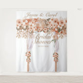 ベージュエレガントバラブライダルシャワーフローラ タペストリー (正面)