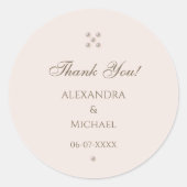 ベージュエレガントピンクパール結婚ズ・サンキュー ラウンドシール (正面)