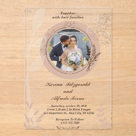 ベージュエレガントフォト結婚式招待状 アクリル招待状