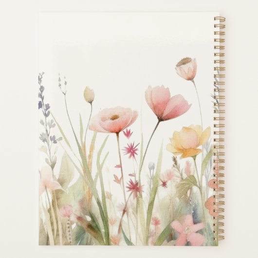 ベージュエレガントフローラウォーターカラーワイルドフラワー プランナー手帳 (裏面)