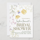 ベージュエレガントフローラブライダルシャワー招待 招待状 (正面)