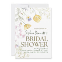 ベージュエレガントフローラブライダルシャワー招待