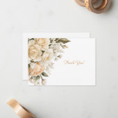ベージュエレガントフローラブーケフラット ノートカード (正面/裏面インサイチュ)