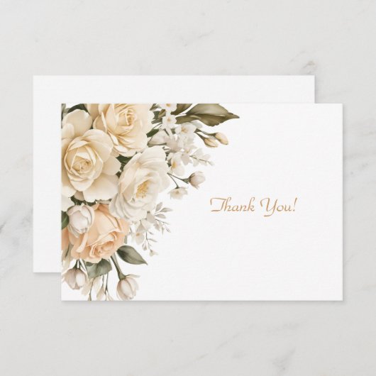 ベージュエレガントフローラブーケフラット ノートカード (正面/裏面)