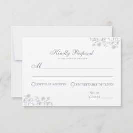 ベージュエレガントフローラヴィンテージ応答カード 出欠カード