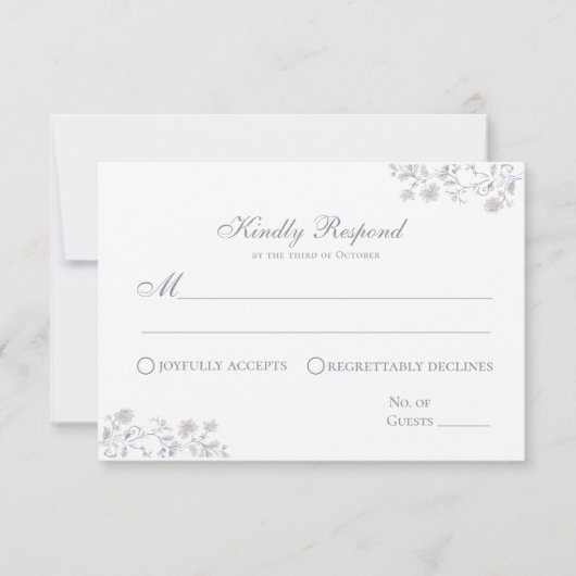 ベージュエレガントフローラヴィンテージ応答カード 出欠カード (正面)