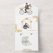 ベージュエレガントフローラ結婚式招待状 オールインワン招待状 (内側)