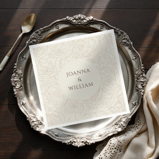 ベージュエレガントブラウン結婚のナプキン スタンダードカクテルナプキン