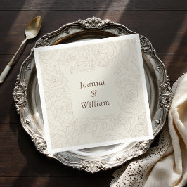 ベージュエレガントブラウン結婚のナプキン スタンダードカクテルナプキン