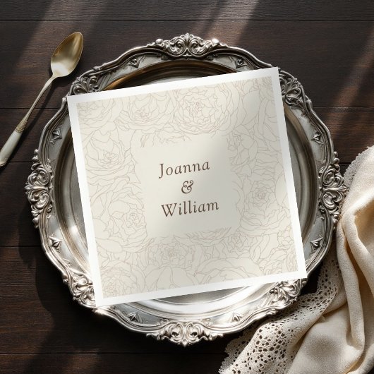 ベージュエレガントブラウン結婚のナプキン スタンダードカクテルナプキン