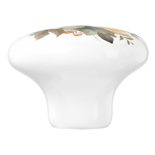 ベージュエレガントブラウン花フローラセラミックノブ セラミックノブ (側面)