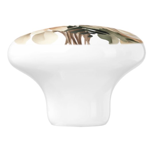 ベージュエレガントブラウン花フローラセラミックノブ セラミックノブ (側面)