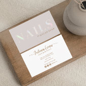 ベージュエレガントホログラフィックオパール爪、 ネイル 名刺