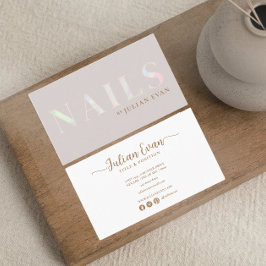 ベージュエレガントホログラフィックオパール爪、 ネイル 名刺