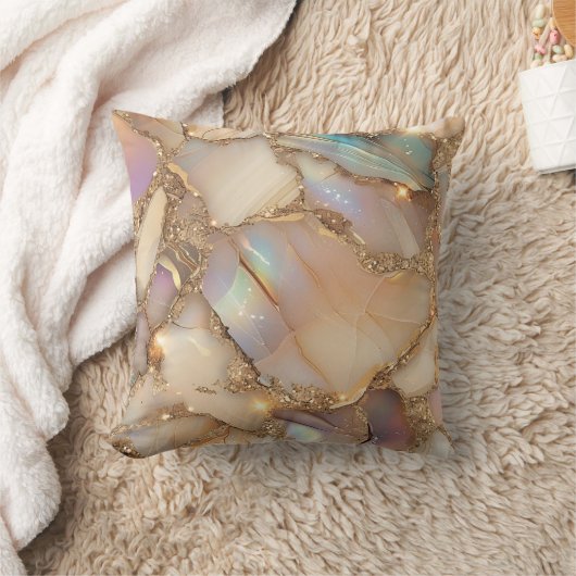 ベージュエレガントホログラフィックグリッターアルコールインク クッション (ブランケット)