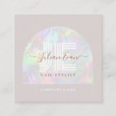 ベージュエレガントホログラフィック美しい スクエア名刺 (正面)