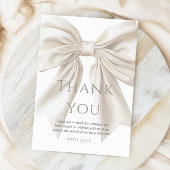 ベージュエレガントボウ男女兼用ベビーシャワー サンキューカード