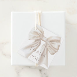 ベージュエレガントボウ男女兼用ベビーシャワー フェイバータグ