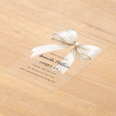 ベージュエレガントボー澄んスウィート16贅沢 アクリル招待状 (レイダウン)