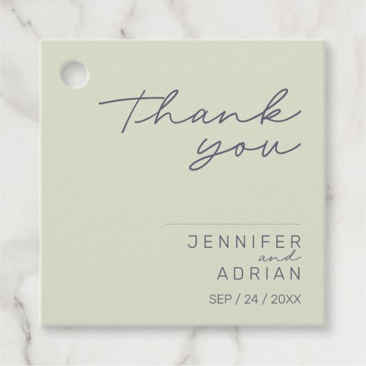 ベージュエレガントミニマルサンキュー結婚式の引き出物ラベル フェイバータグ (正面)