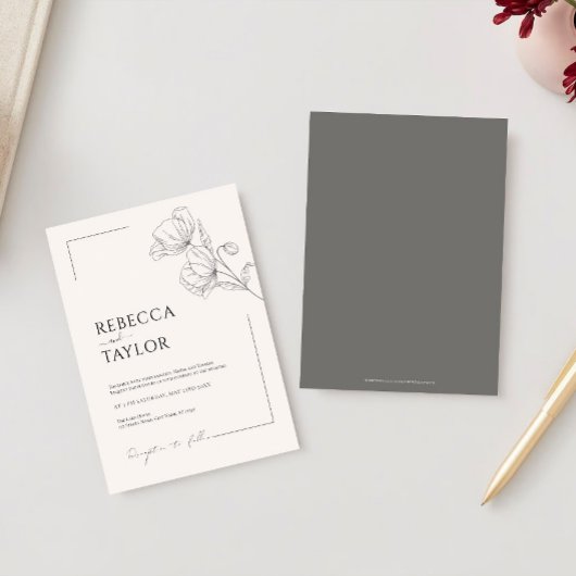 ベージュエレガントミニマル結婚式招待状 招待状