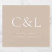 ベージュエレガントミニマ結婚リストのモノグラム ビールラベル (シングルラベル)