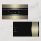 ベージュエレガントメタルルックブラックブロンズ 名刺 (正面/裏面)