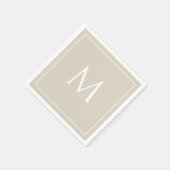 ベージュエレガントモノグラムイニシャル スタンダードカクテルナプキン (角)