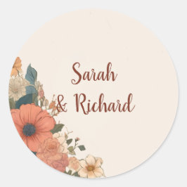 ベージュエレガントラウンドフローラ結婚エンベロープシーラー ラウンドシール