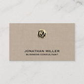 ベージュエレガントリネンプリント名刺 名刺 (正面)