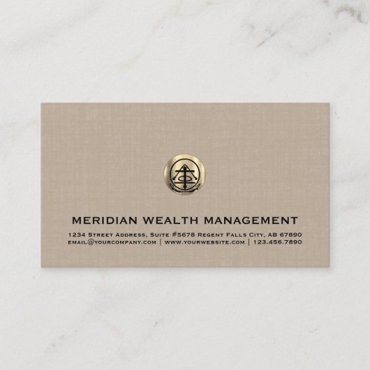 ベージュエレガントリネンプリント名刺 名刺 (正面)